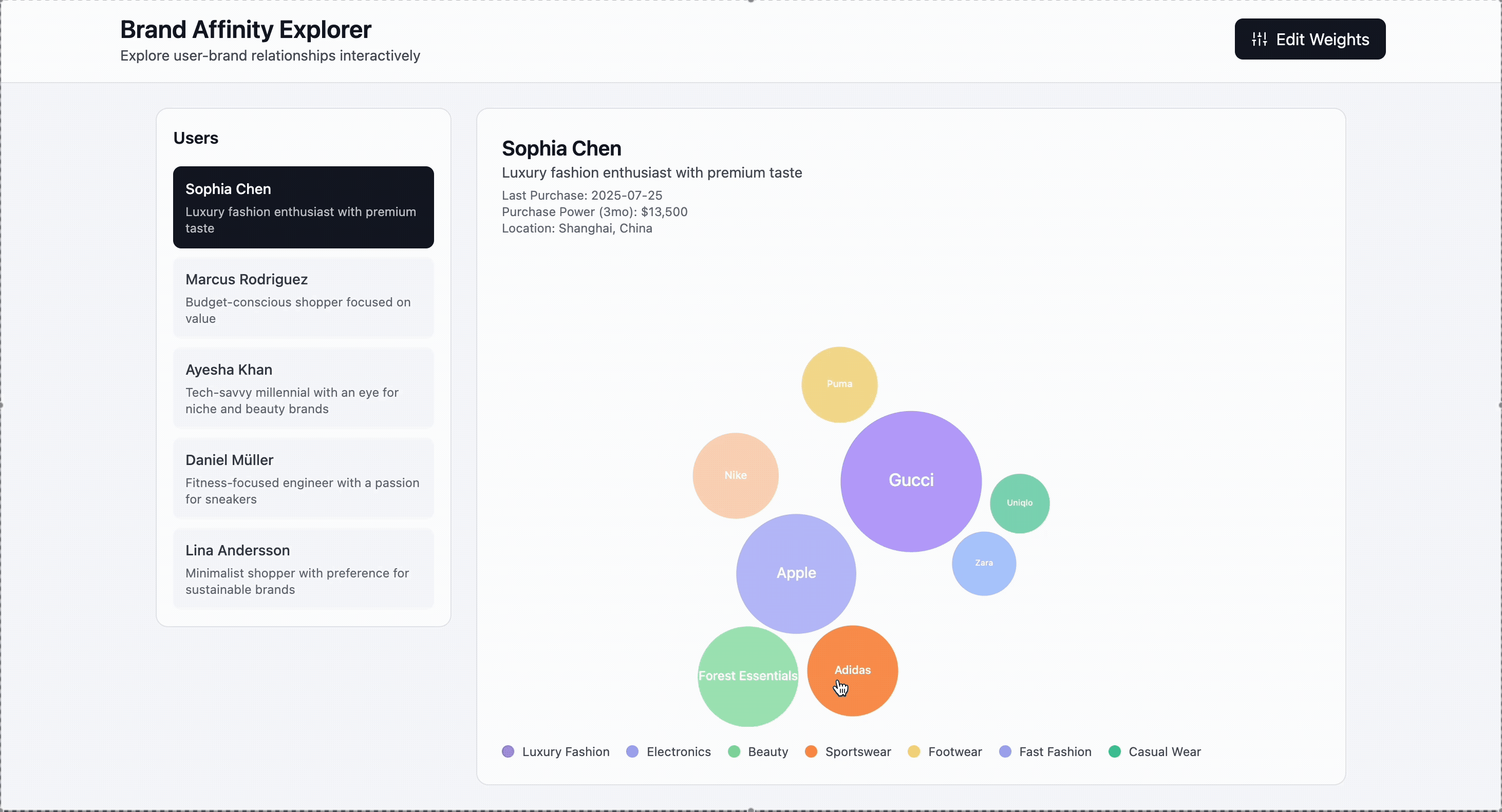 Brand Affinity Explorer Demo GIF